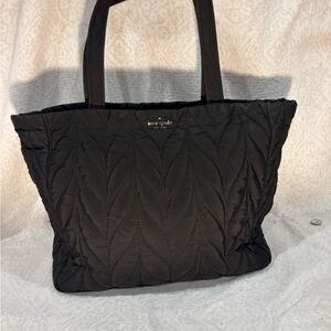 kate spade black quilted tote with logo
